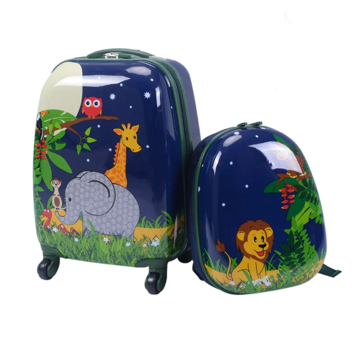 2 Pieces 12 Inch and 16 Inch Kids Carry on Suitcase Rolling Backpack School Luggage Set