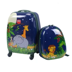 2 Pieces 12 Inch and 16 Inch Kids Carry on Suitcase Rolling Backpack School Luggage Set