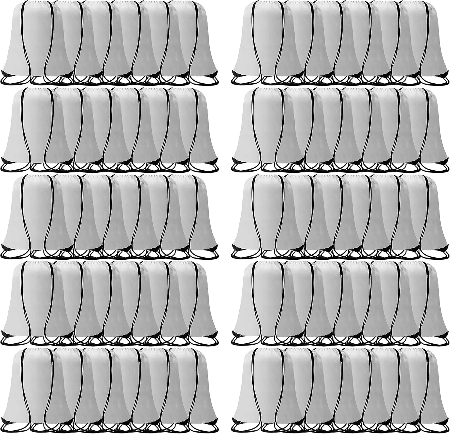 60 Pieces Drawstring Backpack Bags Sports Sackpack Bulk Cinch Gym Bag For Women Men Outdoor Sports BackpackWhite