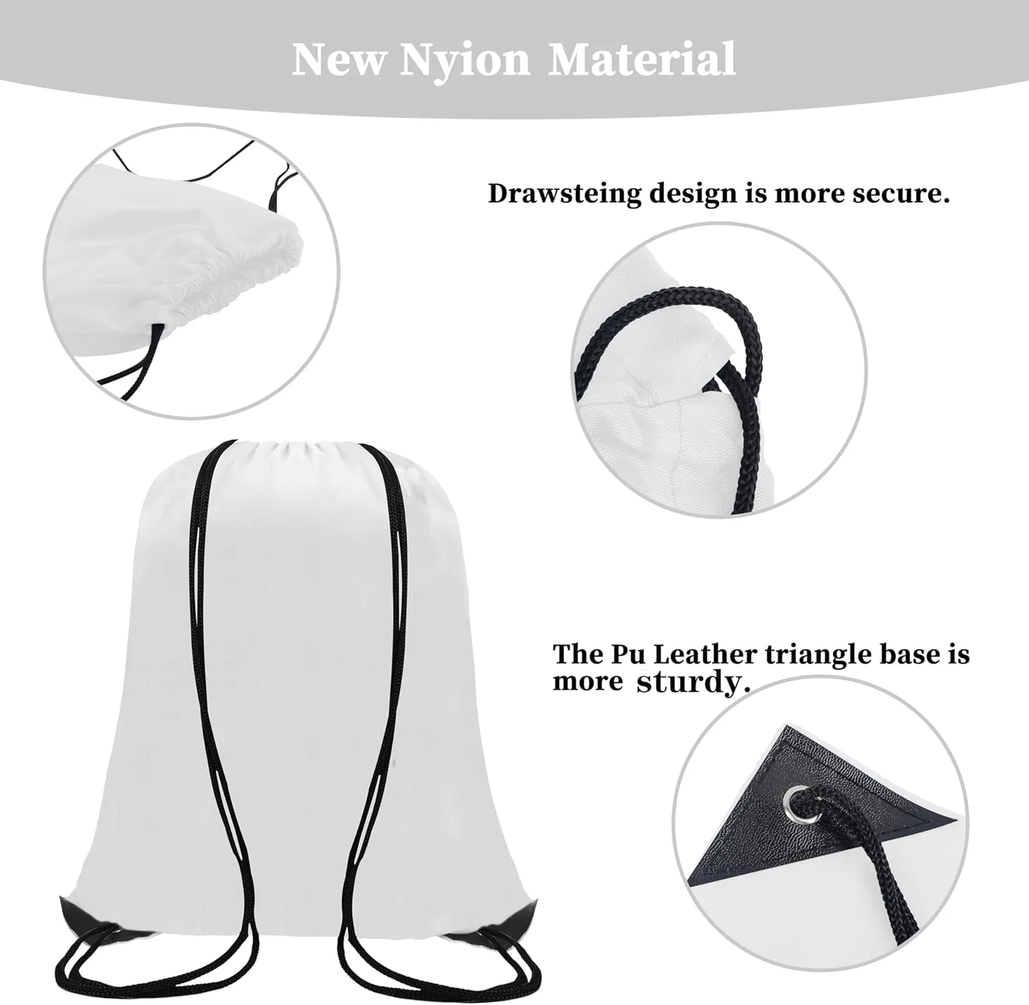 60 Pieces Drawstring Backpack Bags Sports Sackpack Bulk Cinch Gym Bag For Women Men Outdoor Sports BackpackWhite