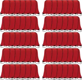 60 Pieces Red Drawstring Backpack Bags Sports Sackpack Bulk Cinch Gym Bag For Women Men Outdoor Sports Backpack