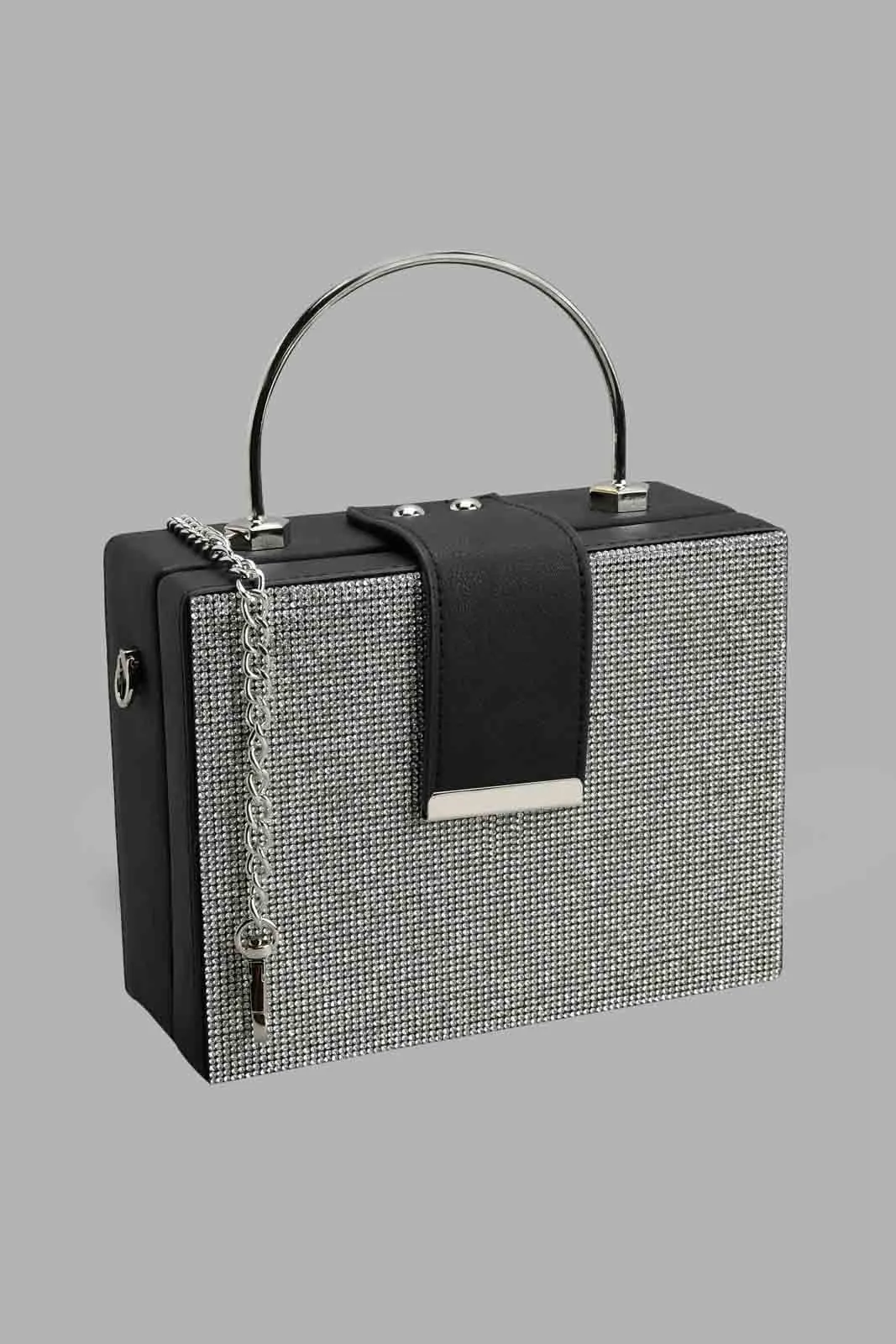 Black And Silver Embellished Evening Clutch