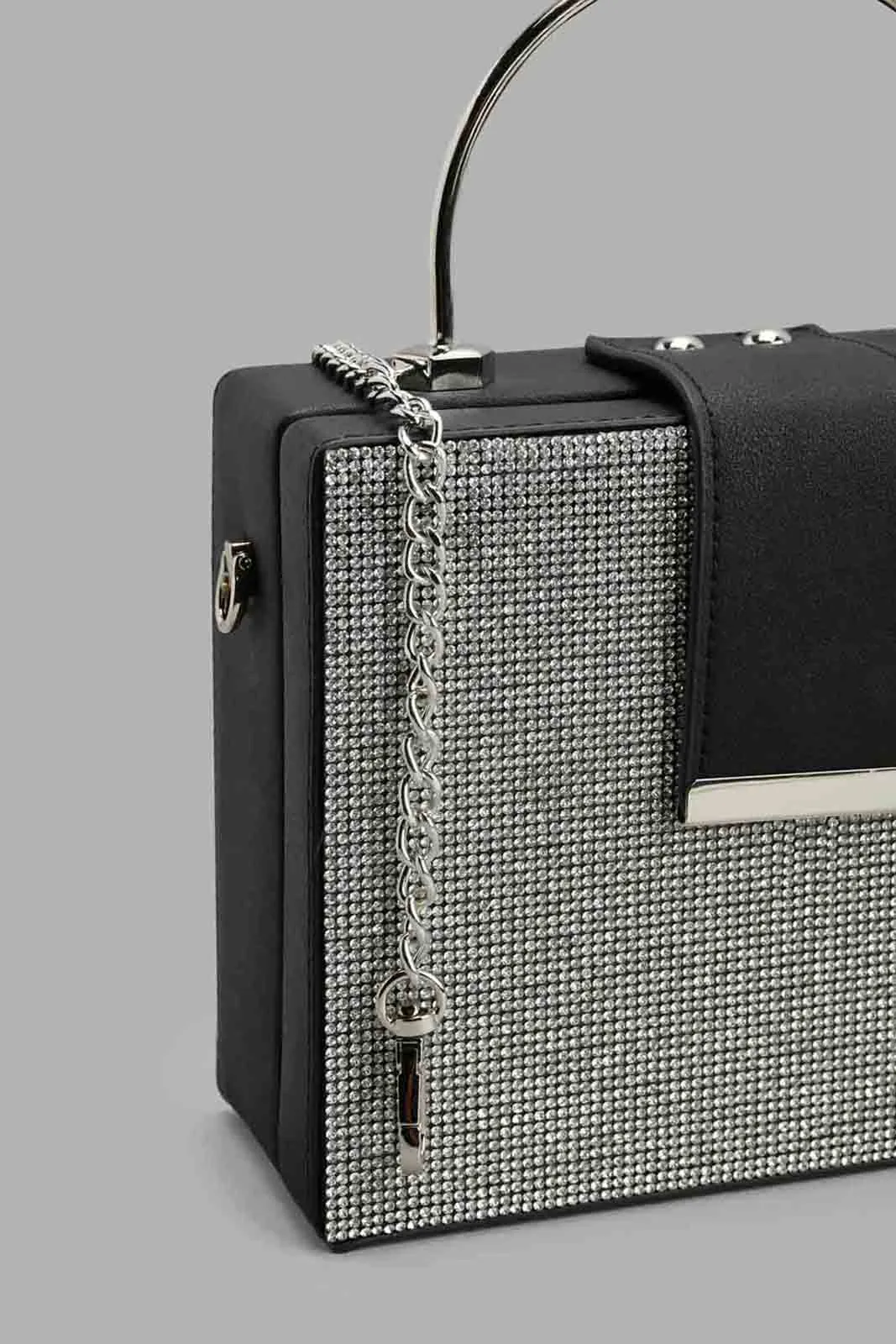Black And Silver Embellished Evening Clutch