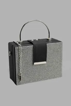 Black And Silver Embellished Evening Clutch