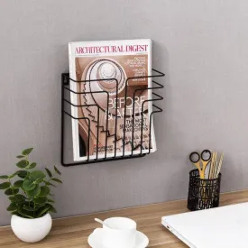 Black Metal Wire Magazine and File Rack