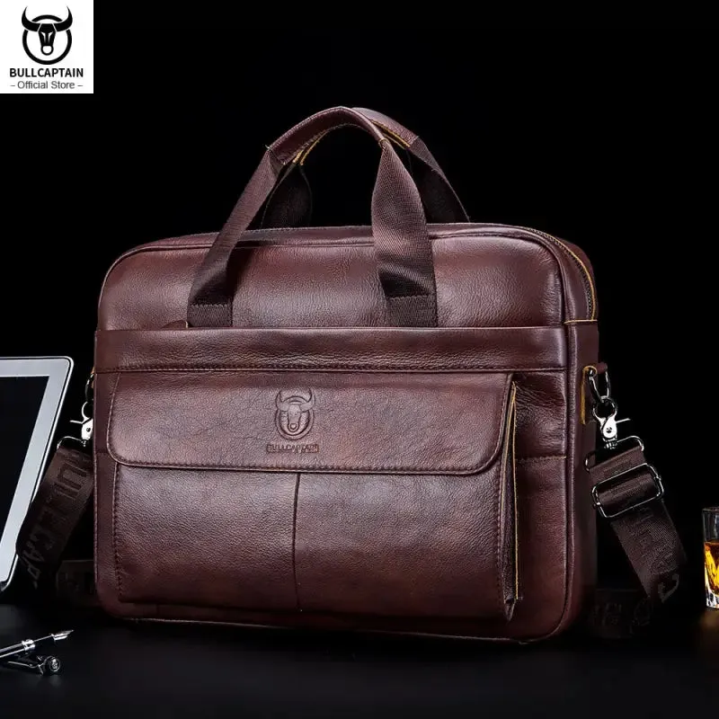 Brown Leather Briefcase Bag for Men with Organized Compartments