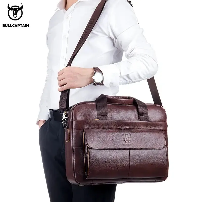 Brown Leather Briefcase Bag for Men with Organized Compartments