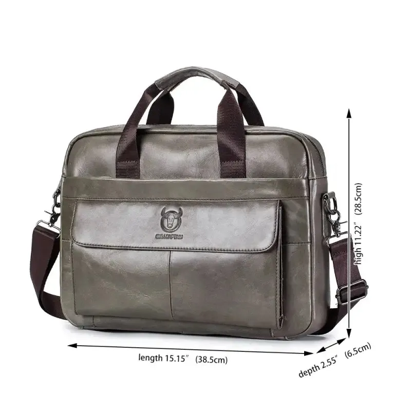 Brown Leather Briefcase Bag for Men with Organized Compartments