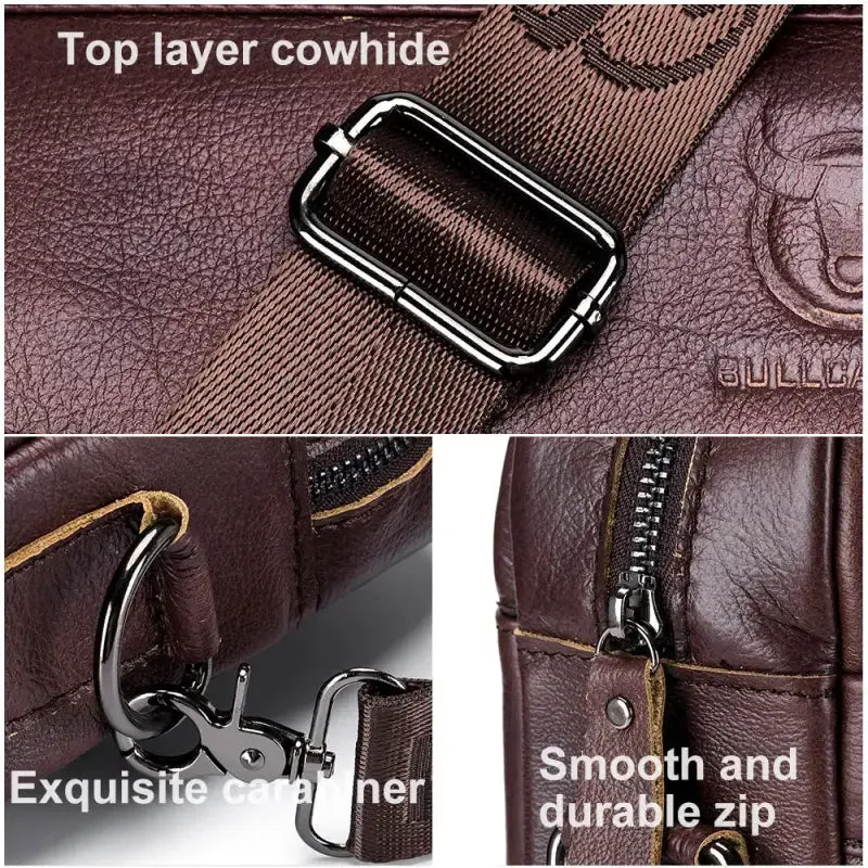 Brown Leather Briefcase Bag for Men with Organized Compartments