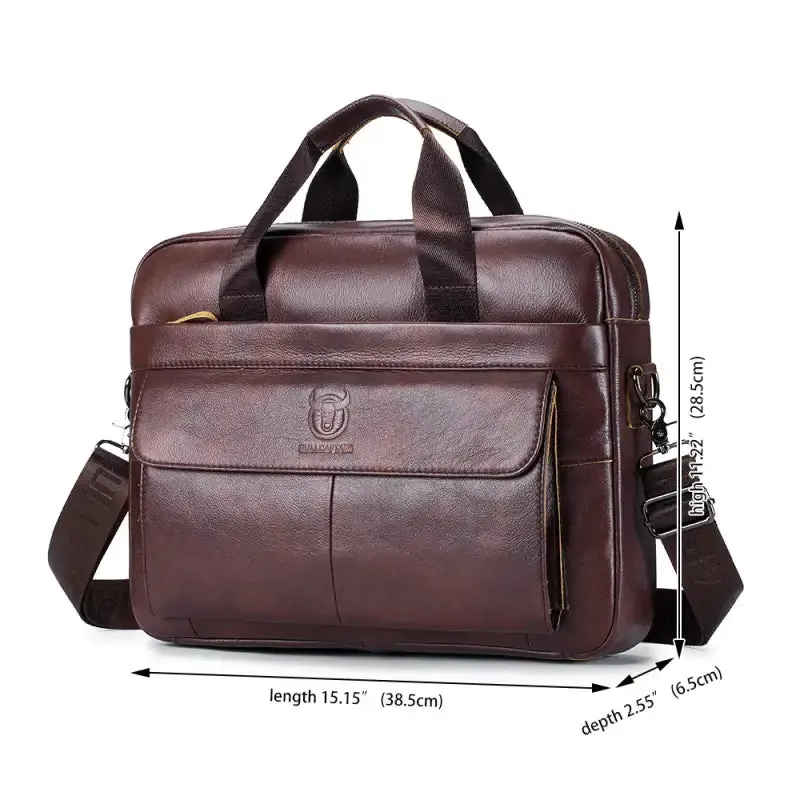 Brown Leather Briefcase Bag for Men with Organized Compartments