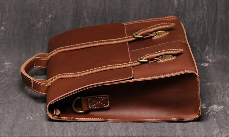 Casual Leather Men's Brown Professional Briefcase 15‘’ Laptop Handbag Business Bag For Men