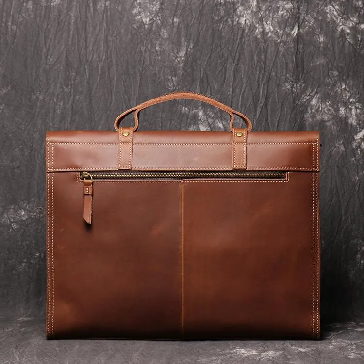 Casual Leather Men's Brown Professional Briefcase 15‘’ Laptop Handbag Business Bag For Men