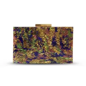 Colorful Womens Pearl Acrylic Dinner Clutch Bag with Gold Clasp