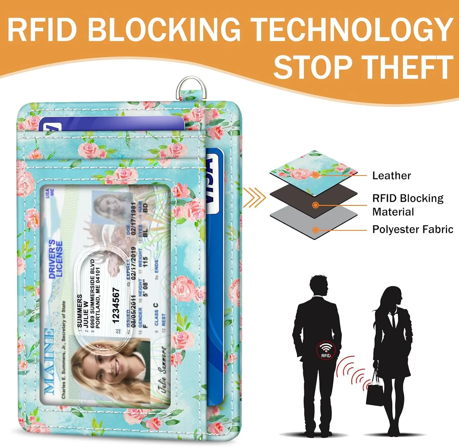 Credit Card Holder Slim Wallet, Butterfly RFID Wallet Women Front Pocket Small Card Holder, Travel Cute Funny Thin Card Case ID Window PU Leather RFID Blocking Card Organizer Gifts Girls