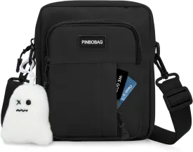 DOB SECHS Cute Nylon Crossbody Bag for Women Men Unisex Small Messenger Purse Shoulder Hobo Bag with Ghost Pendant