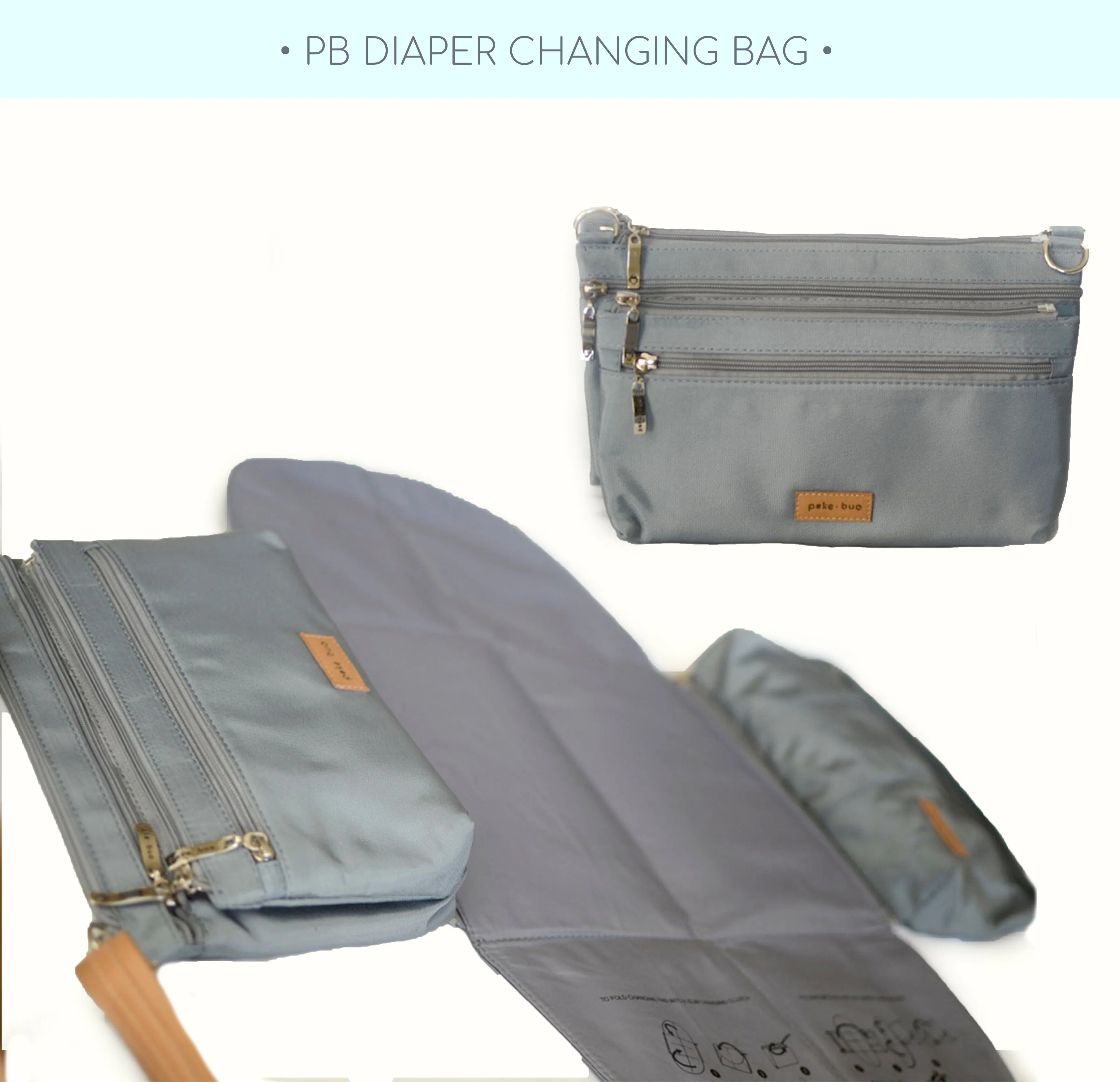 Full Convertible Set Diaper Bag with Tote in Nylon | Gray
