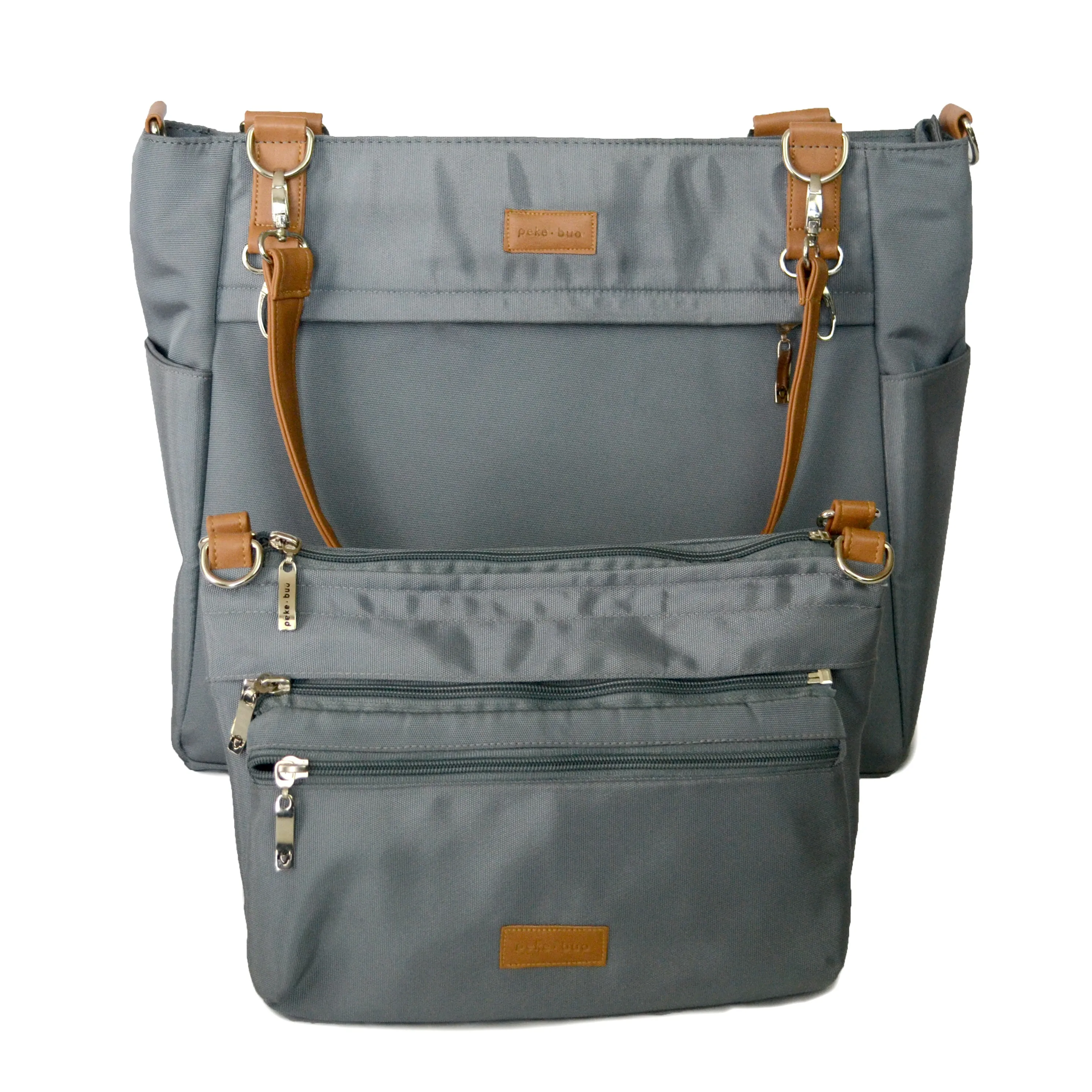 Full Convertible Set Diaper Bag with Tote in Nylon | Gray