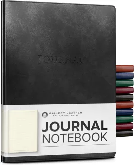 Gallery Leather Journal Notebook - 192 Pages, Softcover, for Men and Women, for Writing, Work & Travel, Handcrafted - Acadia Black - 9.75 x 7.5", Large Lined