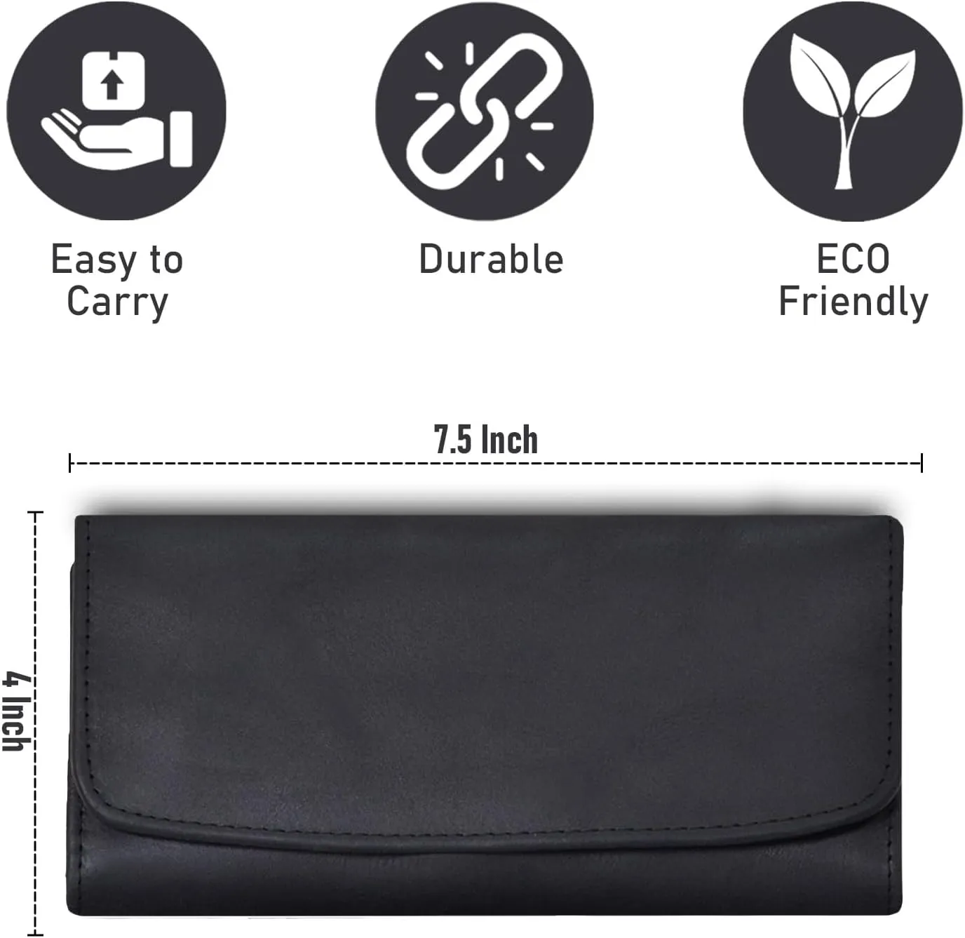 Genuine Leather Wallets for Women 2024 RFID Blocking Ladies Large Trifold Slim Clutch Black Wallet for Women - 13 Card Slots, 4 Cash Slots - Fits iPhone 14