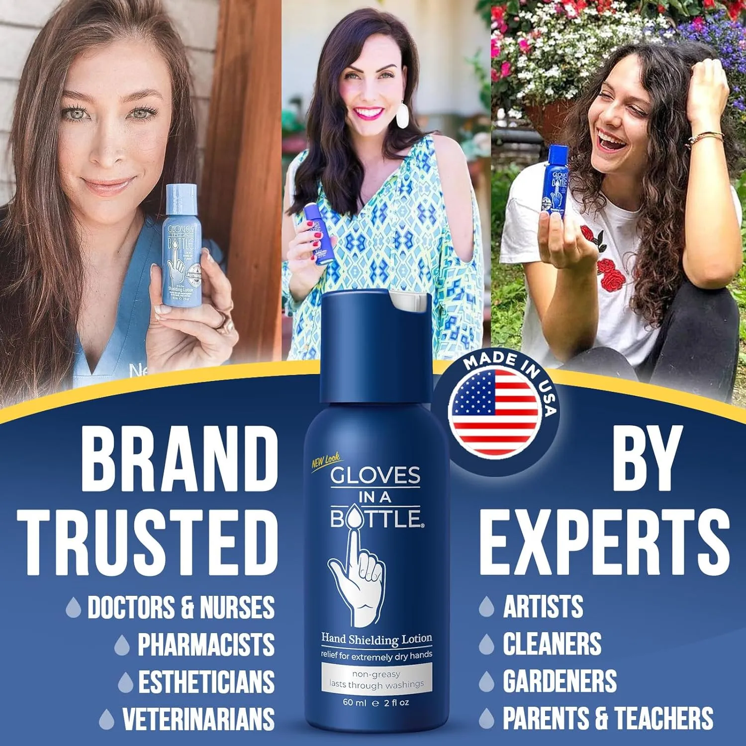 Gloves In A Bottle Hand Lotion for Nurses  Best Travel Hand Cream for Dry, Cracked Hands, Eczema & Psoriasis Relief  Silicone Glove Hand Lotion for Healthcare Workers  2 oz