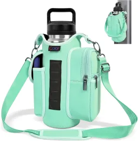 icolor Magnetic Gym Bag Water Bottle Carrier Holder with Phone Pockets & Shoulder Strap,5 Built-in Magnets Gym Bottle Pouch Sleeve,Magnetic Bag Gym Accessories Organizer for Men Women