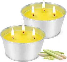 Large Citronella Candles Outdoor - Lemongrass Scented Candle Set 2 Pack Natural Wax Bucket Citronella Candles up to 180 Hours for Garden Patio Yard Home Balcony Camping Backyard