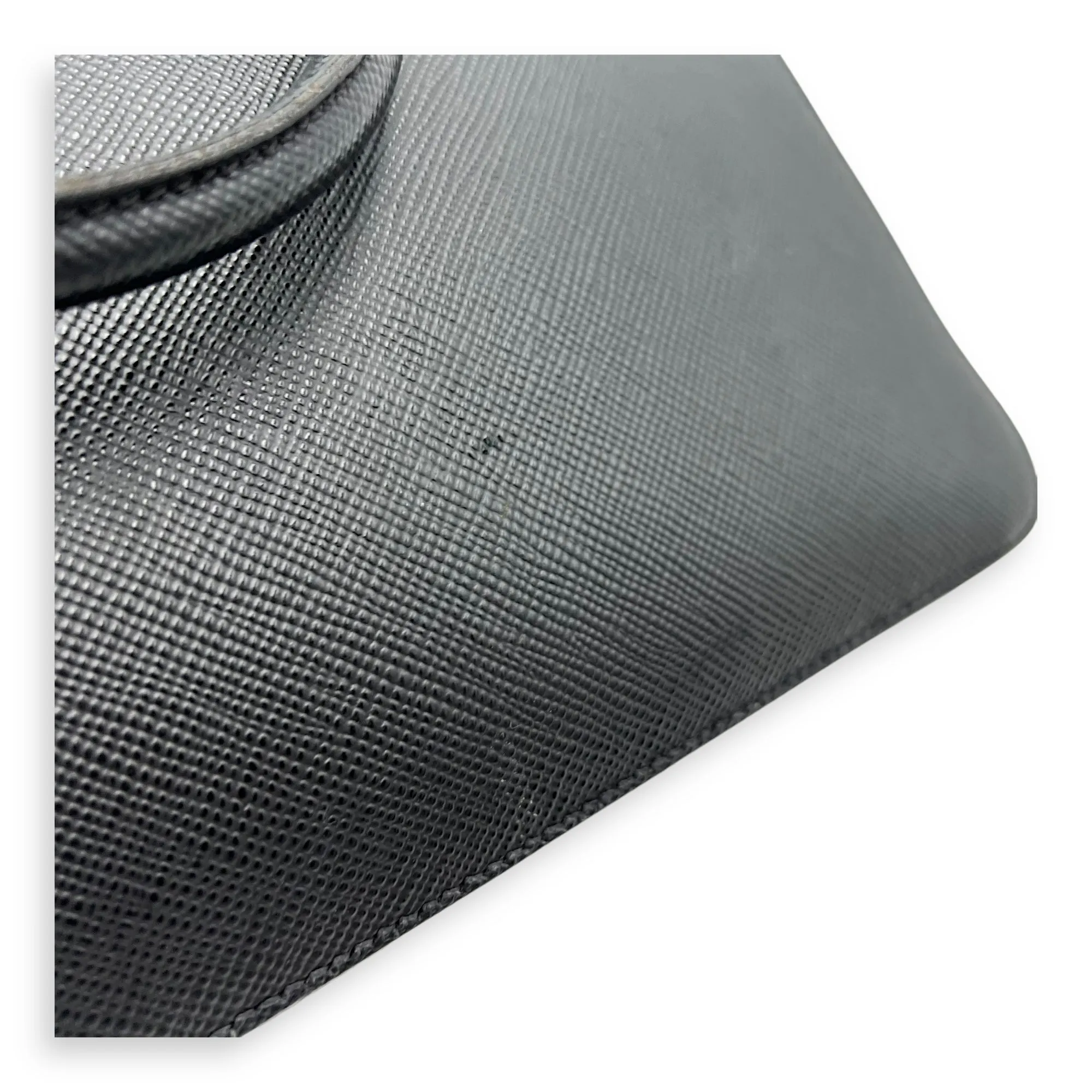 Logo Black Briefcase in Saffiano Leather, Silver hardware