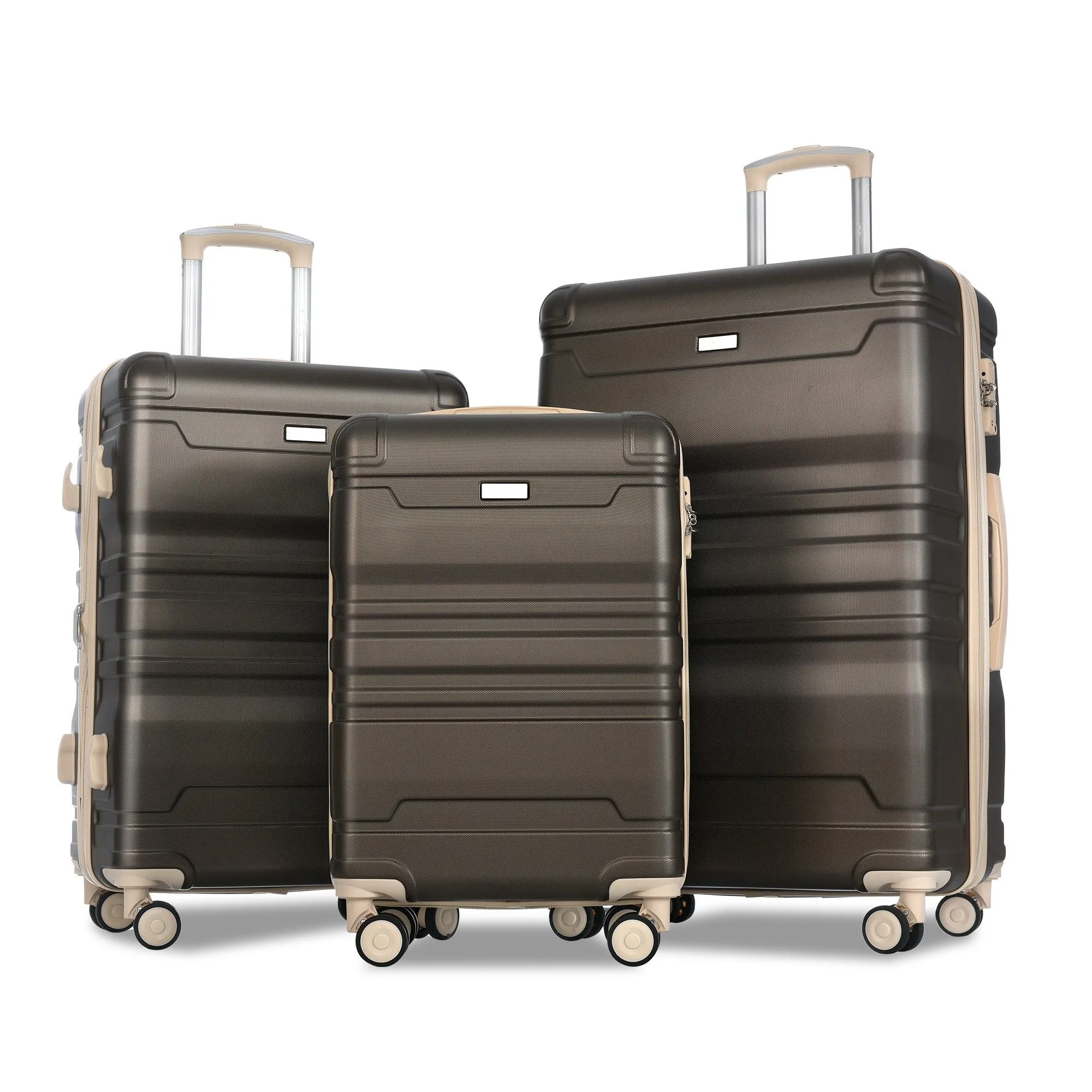 Luggage Sets New Model Expandable Abs Hardshell 3 Pieces Clearance Luggage Hardside Lightweight Durable Suitcase Sets Spinner Wheels Suitcase With Tsa Lock 20''24''28'' (Brown)