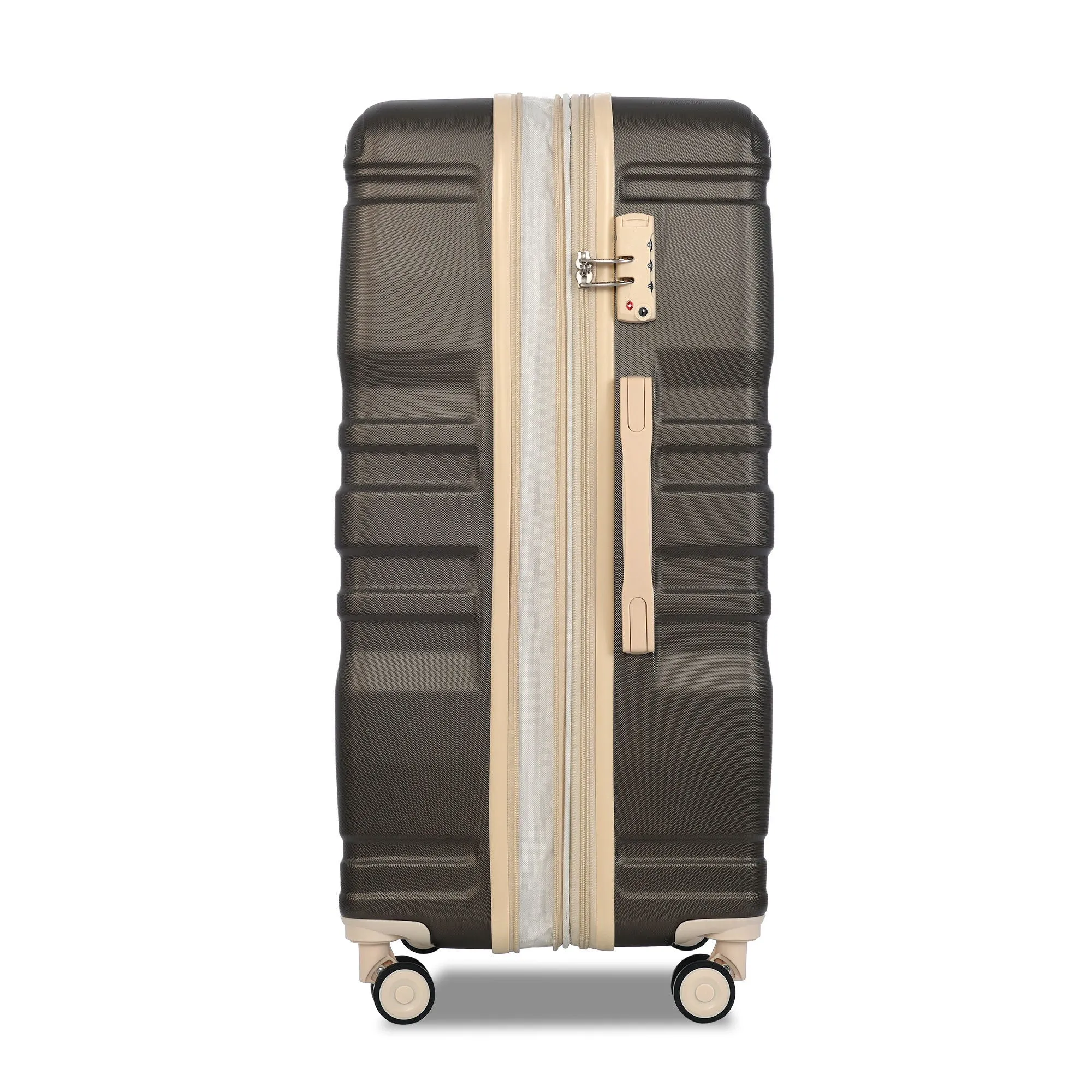 Luggage Sets New Model Expandable Abs Hardshell 3 Pieces Clearance Luggage Hardside Lightweight Durable Suitcase Sets Spinner Wheels Suitcase With Tsa Lock 20''24''28'' (Brown)