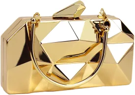 Luxe Gold Metal Chain Handbag Evening Clutch Purse