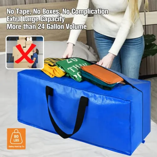 Moving Bags, Storage Totes, Extra Large Storage Bags for Moving Supplies, College Dorm Essentials, Bedroom Closet, Packing Bags with Backpack Handles Zipper Compatible with IKEA Frakta Cart（2 Pack）