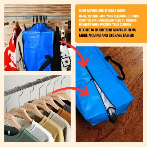 Moving Bags, Storage Totes, Extra Large Storage Bags for Moving Supplies, College Dorm Essentials, Bedroom Closet, Packing Bags with Backpack Handles Zipper Compatible with IKEA Frakta Cart（2 Pack）
