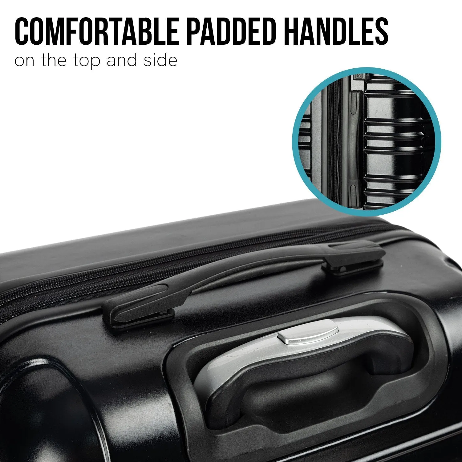 Olympus Noctis Hard Shell ABS PC Luggage Set in Stygian Black (3 Piece Set)