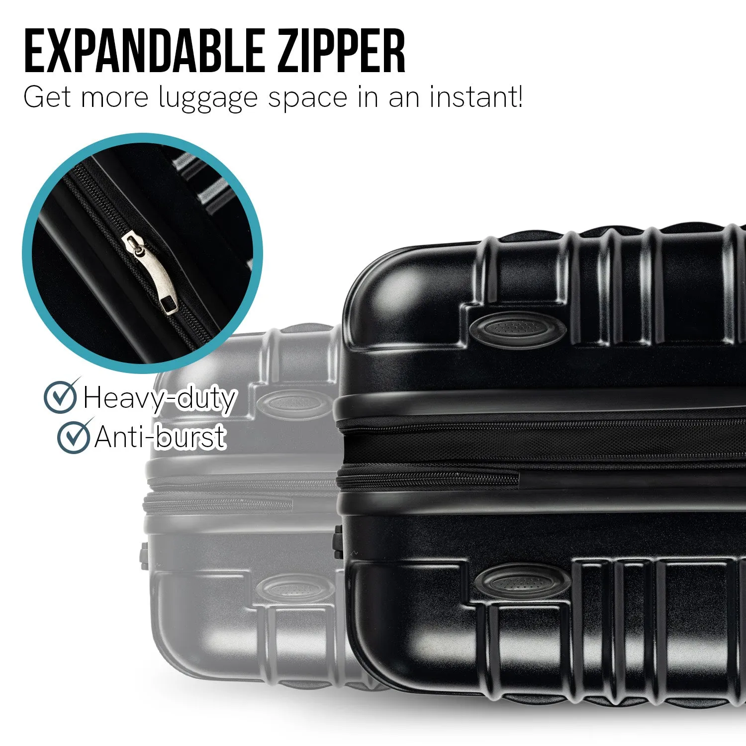 Olympus Noctis Hard Shell ABS PC Luggage Set in Stygian Black (3 Piece Set)