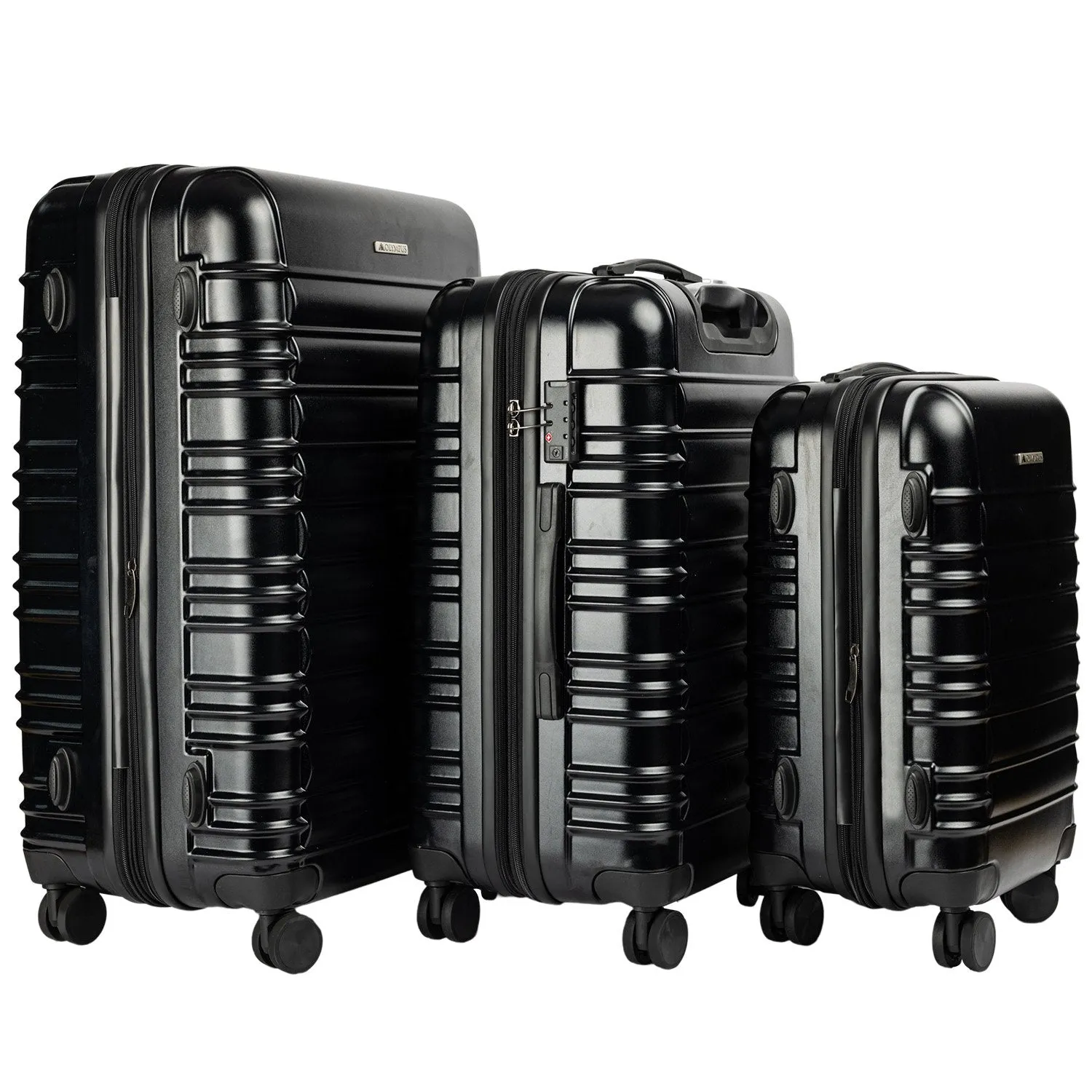 Olympus Noctis Hard Shell ABS PC Luggage Set in Stygian Black (3 Piece Set)