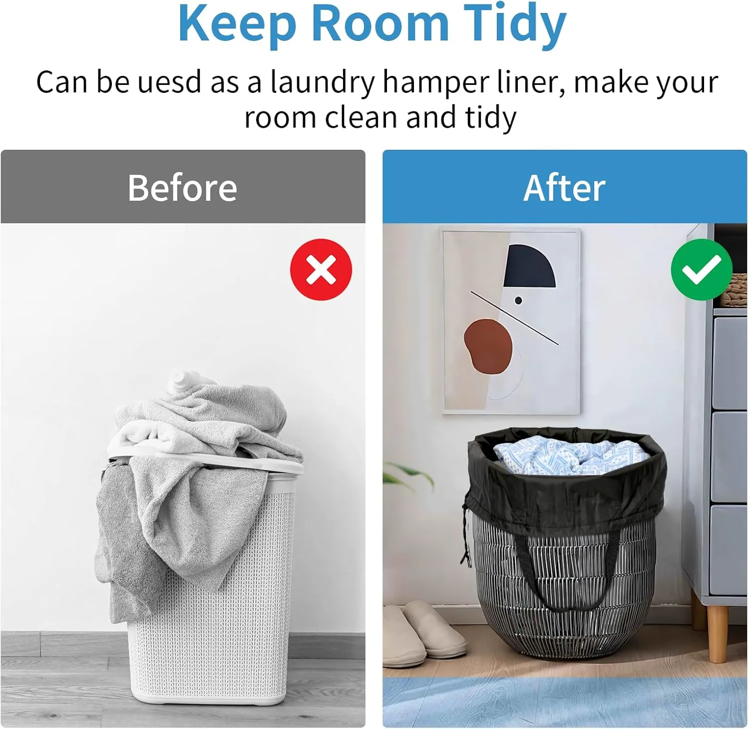 OTraki 28 x 35inch Laundry Bag with Handle 2 Pack Camping Laundry Wash Bag Extra Large for Dirty Clothes Washable Portable Reusable Home Laundry Hamper Bag Black