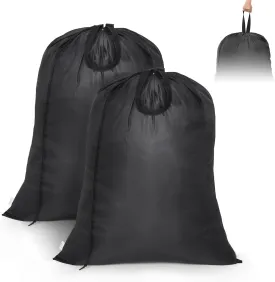 OTraki 28 x 35inch Laundry Bag with Handle 2 Pack Camping Laundry Wash Bag Extra Large for Dirty Clothes Washable Portable Reusable Home Laundry Hamper Bag Black