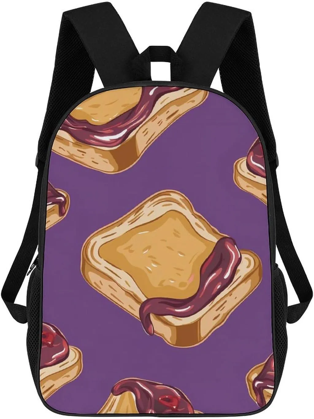 Peanut Butter Jelly Breakfast 17 Inch Travel Backpack Laptop Dayback Large Capacity Shoulders Back for Men Women
