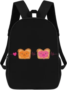 Peanut Butter Jelly Heartbeat 17 Inch Travel Backpack Laptop Dayback Large Capacity Shoulders Back for Men Women