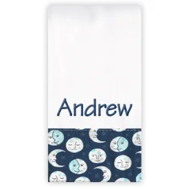 Personalized Burp Cloth  Moon Glow