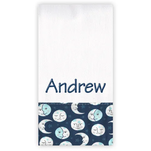 Personalized Burp Cloth  Moon Glow