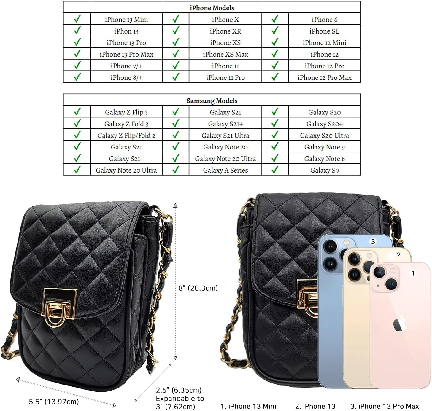 Phone Crossbody Bags for Women Small Vegan Leather Mini Shoulder Wallet Card Quilted Purse