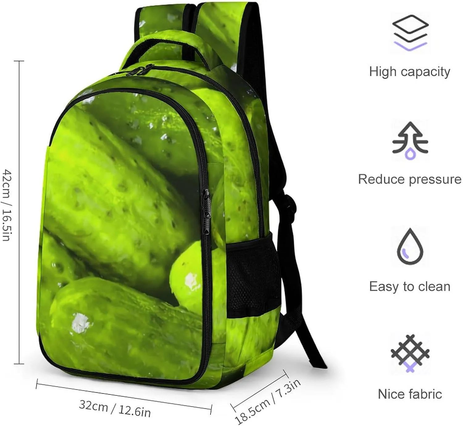 Pickles Pickle Backpack Large Capacity Lightweight Backpack Laptop Backpack For Unisex