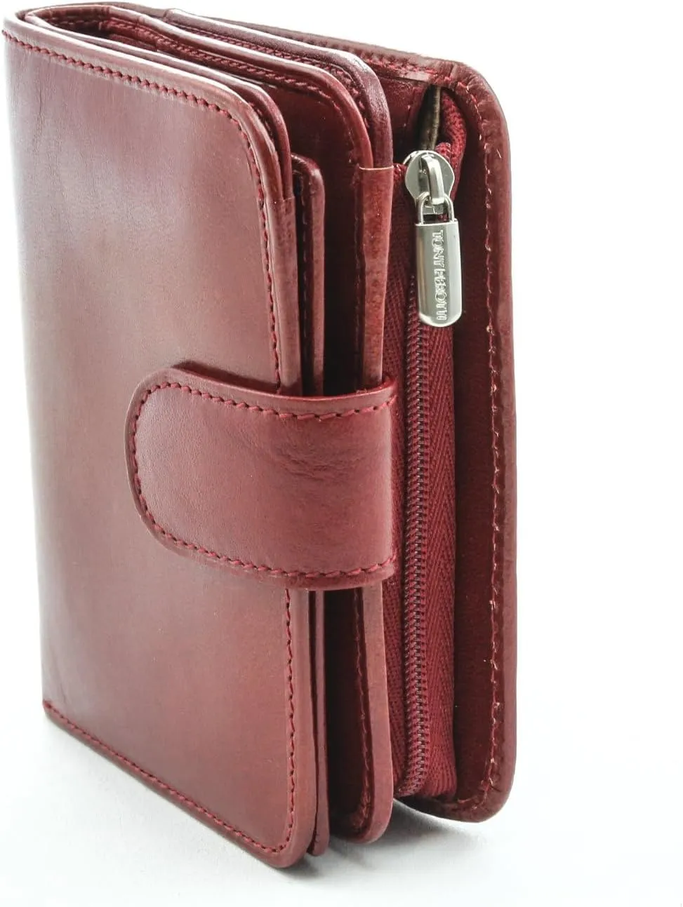 Tony Perotti Womens Italian Bull Leather Compact Clutch Credit Card Wallet with ID and Zippered Coin Pocket