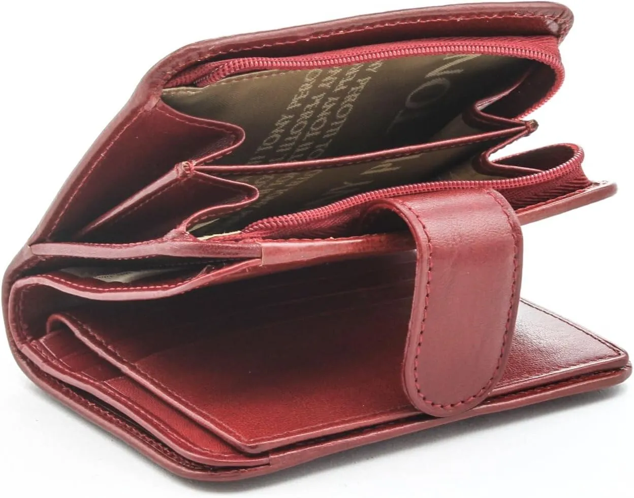 Tony Perotti Womens Italian Bull Leather Compact Clutch Credit Card Wallet with ID and Zippered Coin Pocket