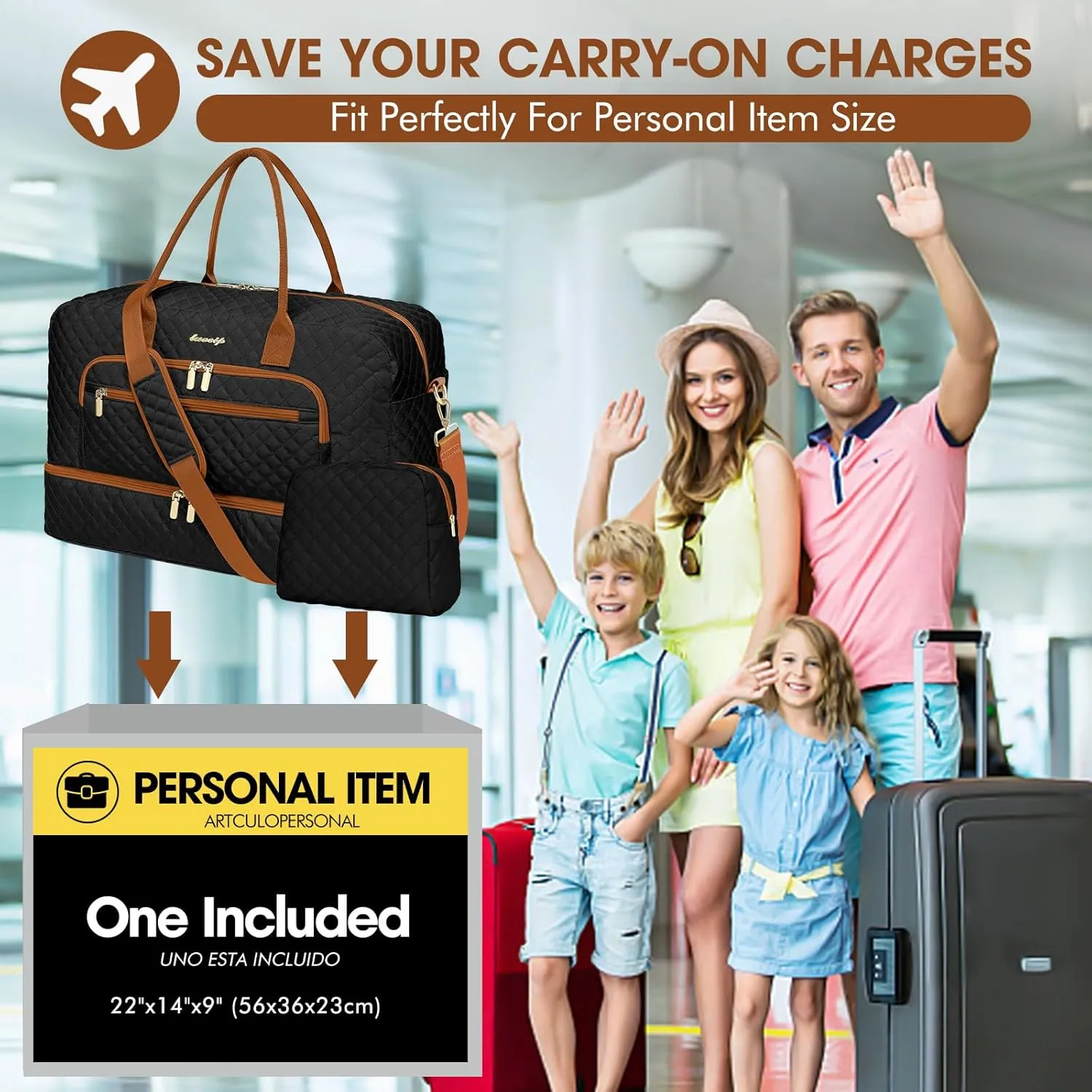 Travel Duffle Bag Weekender for Women - 38L Carry-On Overnight Personal Item Bag with Shoe Compartment & Wet Pocket Weekend Tote Bags with Toiletry Hospital Bags for Labor and Delivery