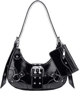 Verdusa Women's Studded PU Leather Clutch Shoulder Tote Handbag Adjustable Strap Boho Bags