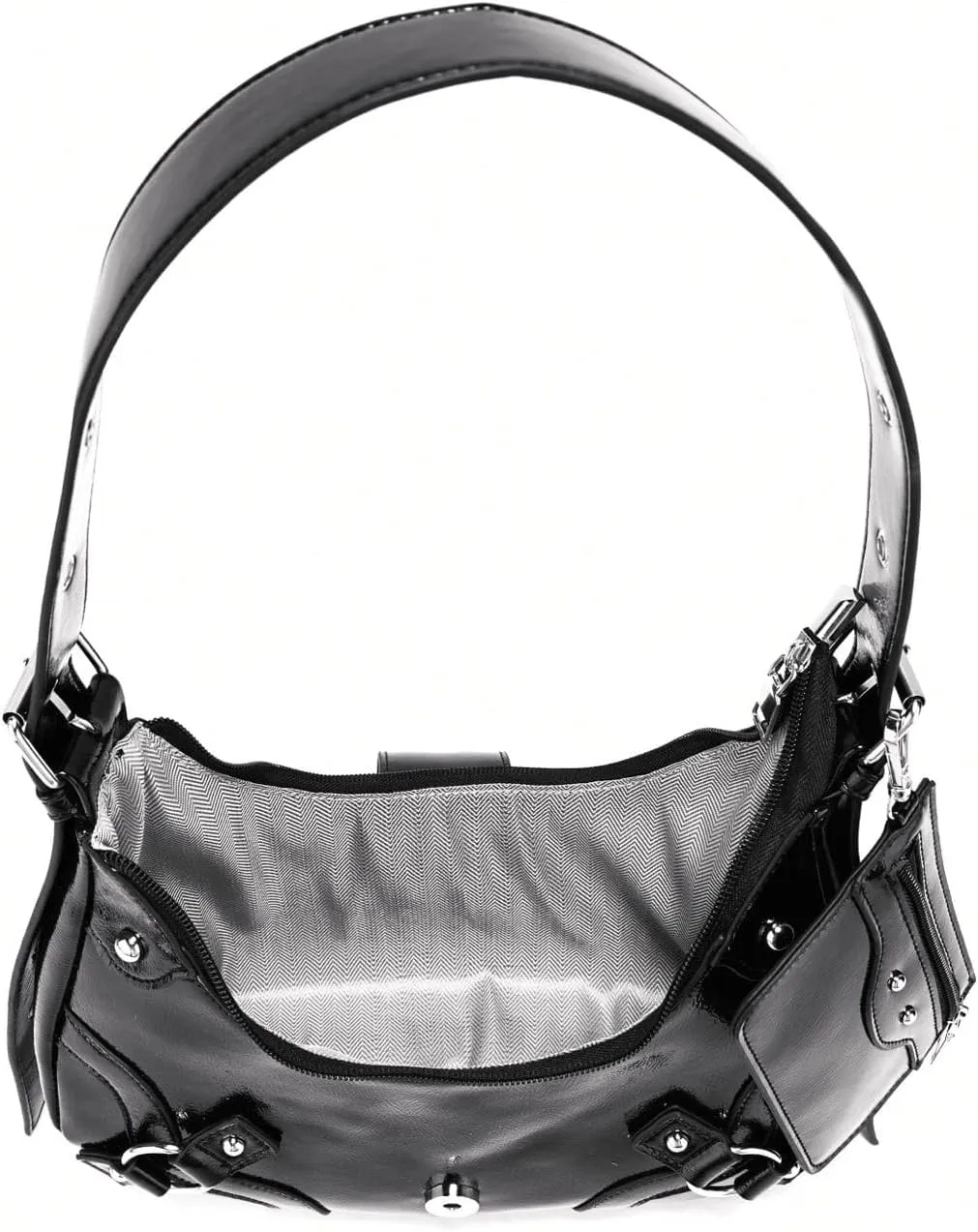 Verdusa Women's Studded PU Leather Clutch Shoulder Tote Handbag Adjustable Strap Boho Bags