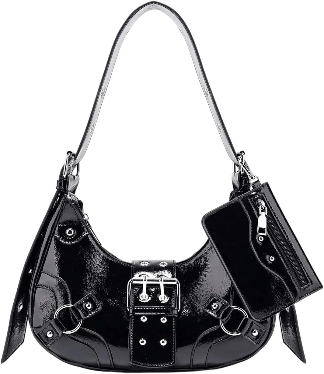 Verdusa Women's Studded PU Leather Clutch Shoulder Tote Handbag Adjustable Strap Boho Bags