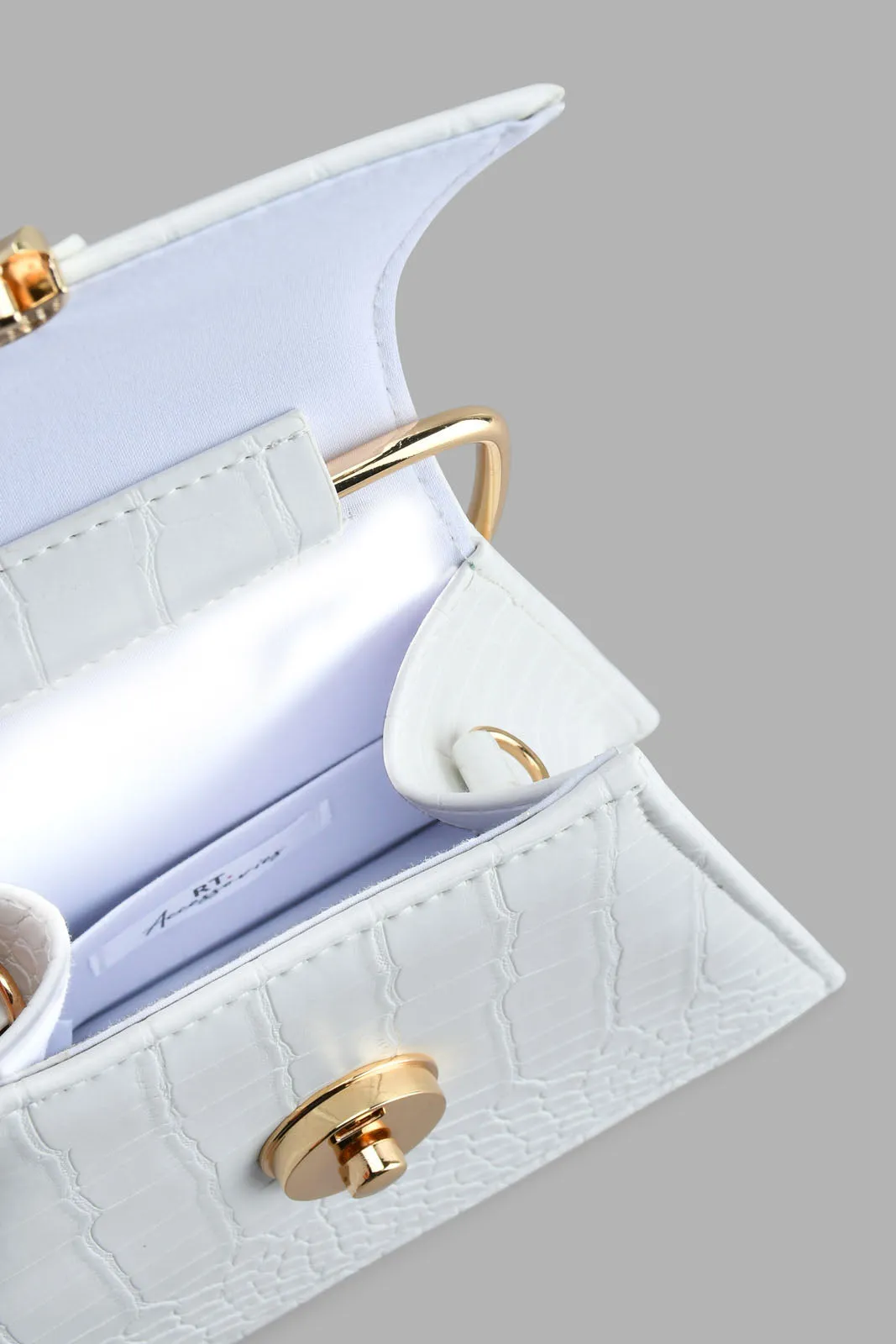 White Textured Embellished Evening Clutch